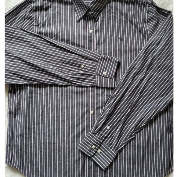 Lauren Ralph Lauren Men's Gray Button Down Pinstripe Long Sleeve Shirt Size L - Picture 6 of 7